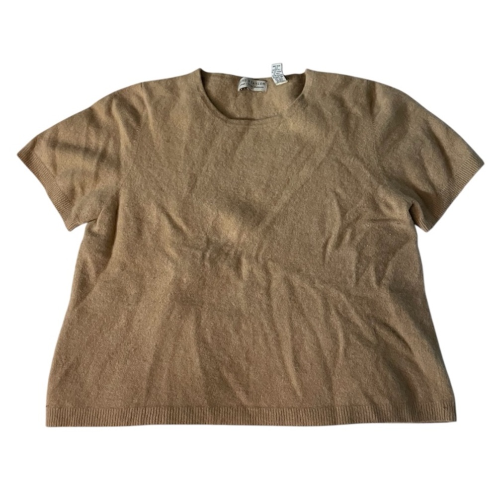 Brown Short Sleeve Cashmere Knit Top